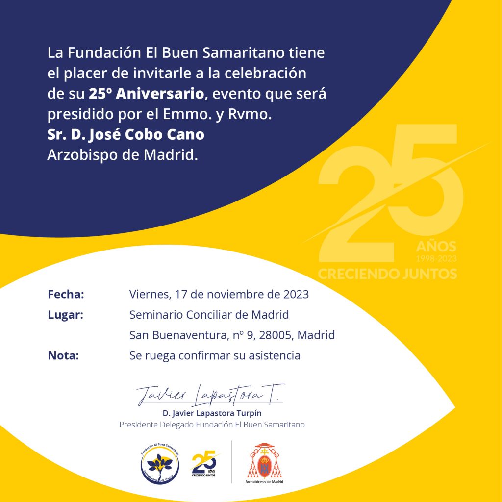 Invitación 25º Aniversario de la Fundación El Buen Samaritano